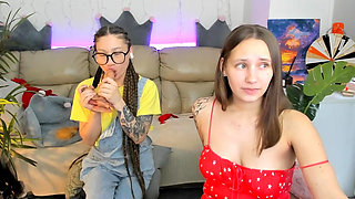 2 whores had a job interview over a video call and began to undress to pass it