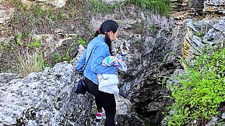 Cave exploration with big tits Thai MILF who is horny today