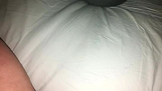 Step Mom and Step Son Share One Hotel Bed and handjob his big dick in erection