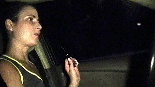 Cute girlfriend gives nice POV blowjob and tit cumshot