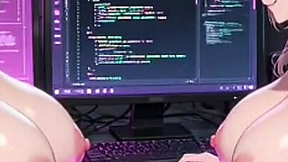 Two Anime Girls Working at Office, Ai Animation
