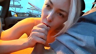 Public blowjob in car and he cum in my mouth