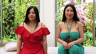 Hardcore fucking during casting with horny Asian sluts Suki & Miki