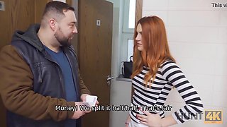 HUNT4K. Redhead beauty fucked by stranger in the bathroom in front of her boyfriend