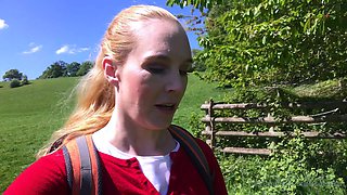 Busty blonde outdoor masturbation fun times