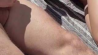 Masturbation with My Stepfather on a Nudist Beach, He Touches My Tits and I Touch His Cock