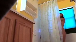 Stepdaughter 21 shaves pussy in shower (voyeur)