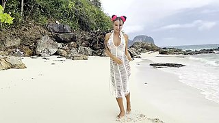 Monika Fox Swims In Sea And Fucks Pussy With A Big Dildo On