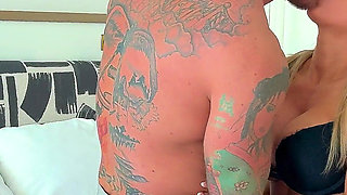 British Muscle Stud Folds Big Tit Blonde Like a Pretzel and Cums on Her Pussy