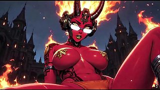 Fire element demon sexy pose Ai animation