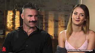 Bound slave flogged and rough shagged by big male pole