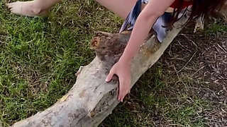 I Walk Without Panties in Nature. and I Jerk off My Excited Pussy by the Fire