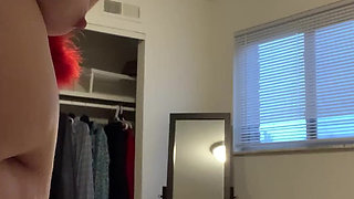 BBW BBC Interracial Red Robe Stripping, BJ, & Shaved Pussy Fucking
