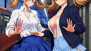 Hentai 2026! College girls show their super wet butts on the subway