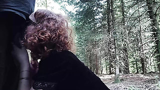 Little fuck in the forest with Mr: blowjob, doggy style and cum in the mouth