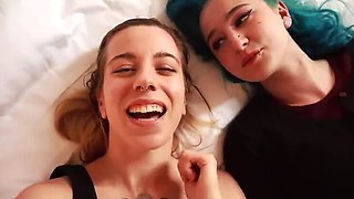 Amateur French Vloggers Khalamite & Norage First Time Lesbian Outdoor Blowjob with Big Natural Tits