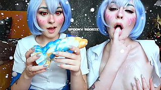 Rei Ayanami Found Her Christmas Gift under C Christmas Tree - Cosplay Bad Dra...