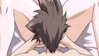 Busty anime teen licked out