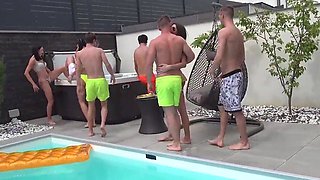Group stepfamily fuck scene with steamy bitches who cum