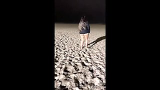Public beach tryst in minidress