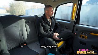 Woman fake cab - cherry candle red haired driver humid for muscles and Big Dick hot fucking car sex