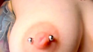 teen closeup pierced tits and creamy pussy