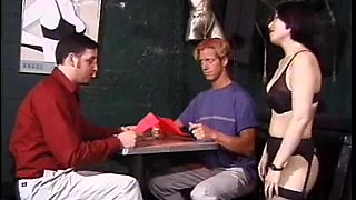 2 studs worship Oriental domme in Taiwanese restaurant basement