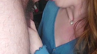 Amateur student blowjob on the balcony pov