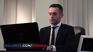 Masked Brunette Mariska X Gives Blowjob in Stockings & Suspenders