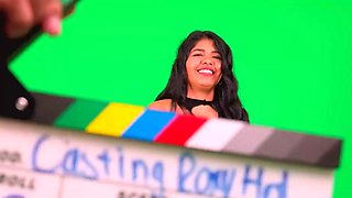 Busty black-haired gives her manager a deep blowage with