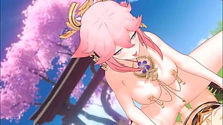 3D Compilation: Raiden Shogun Yae Miko Rosaria Eula Dick Ride Creampie Uncensored Hentai