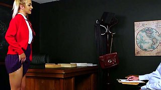 Sexy blondie voyeur teasing old wanker