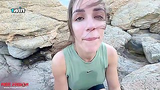 Amateur couple's public DT leads to thick jism facial - Miss Pasion's greatest XXX porn!