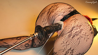 Makima Cosplay: Submissive BDSM Girl Creampied by a Fuck Machine 4K