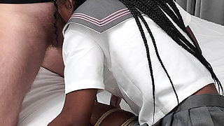 Black Pussy in Shibari Ropes Gets Used by Her White Teacher