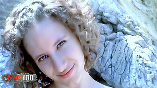 Anna: Horny Little Anna Doing a Hot Striptease by the Sea