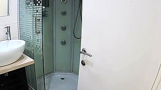 Sexy black amateur caught taking a shower on hidden cam