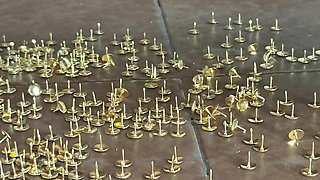 Masochistic Slave Having an Orgasm While Lying on Thumbtacks