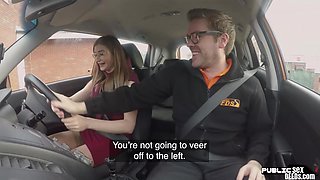 Driving slut in stockings public fucked outdoor by tutor