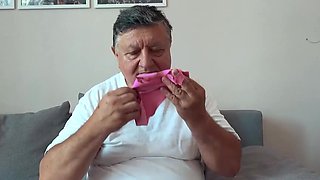 Dude sniffs a teen's panties and she fucks him hard