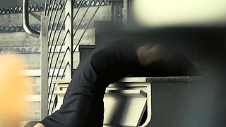 Petite busty Ukrainian MILF strips naked