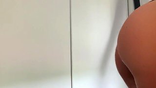 Marilyn cute busty blonde babe stuffing panties and toying