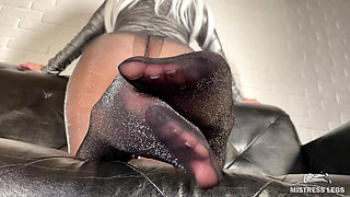 POV Under My Big Pantyhosed Booty: Nylon Foot & Rear Teasing
