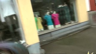 German MILF POV fucked in public toilet