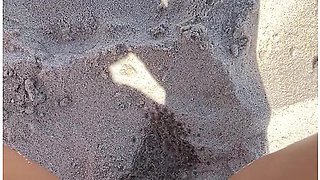 Squirting At The Nude Beach While People Walk By