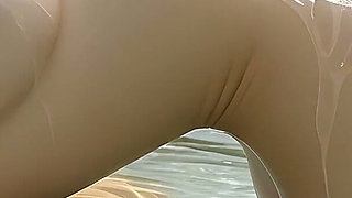 Beautiful Nude Woman with Honey Brown Hair Gentle Clit Circles by Stream