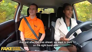 Ebony British Babe Asia Rae Gets Stuck and Fucked Hard in Public - Fake Driving School Sex