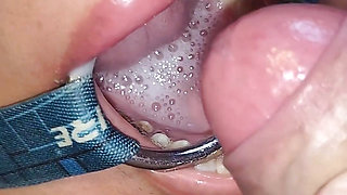 Throat Fuck with Open Mouth Gag and Spit Cum in Mouth