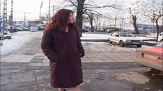 Snowy Exhibitionist Flashes Pussy and Ass in Public