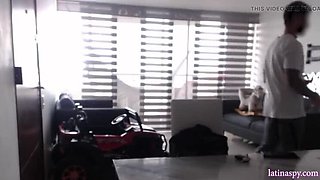 Big Busty Latina MILF Cleaner Jerks Off Huge Natural Tits - Homemade Part 3